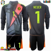 Camisa de Futebol Alemanha Manuel Neuer #1 Goleiro Equipamento Principal Infantil Europeu 2024 Manga Comprida (+ Calças curtas)